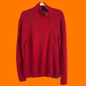 00's vintage red 100% cotton knit y2k mock neck sweater LARGE Armani exchange